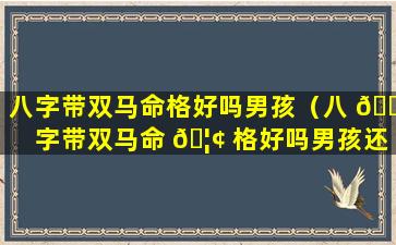 八字带双马命格好吗男孩（八 🐡 字带双马命 🦢 格好吗男孩还是女孩）